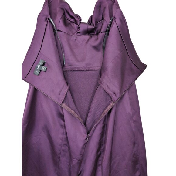 Bebe Satin Halter Dress Womens M Purple Glam Cocktail Party Evening Event - Picture 7 of 14